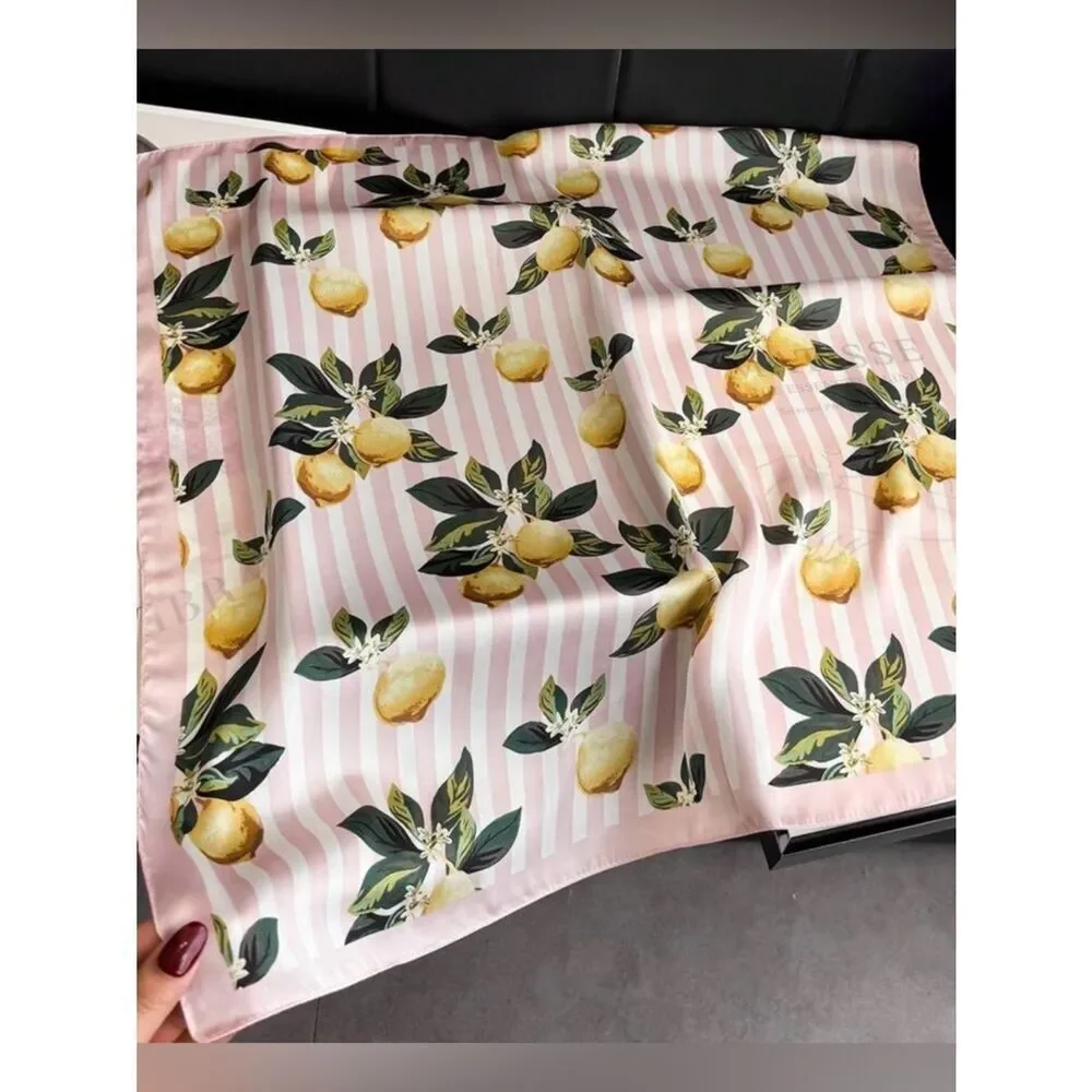 Pink Lemon Print Scarf A1874